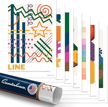Quarterhouse 7 Poster Art Classroom Decor Set, Art Classroom Learning Materials for K-12 Students and Teachers, 12 x 18 Inches, Made in USA