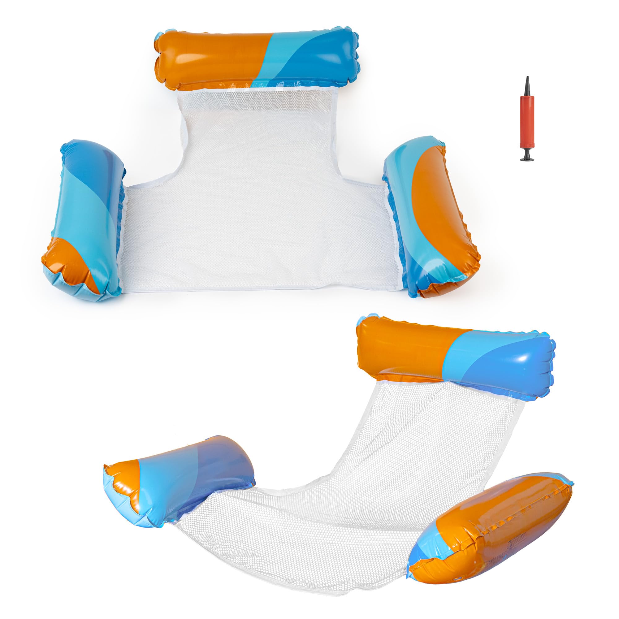 SPLASH! LazyFloat 4-in-1 Pool Float Hammocks - Set of 2, Vibrant Colours, Lightweight & Durable