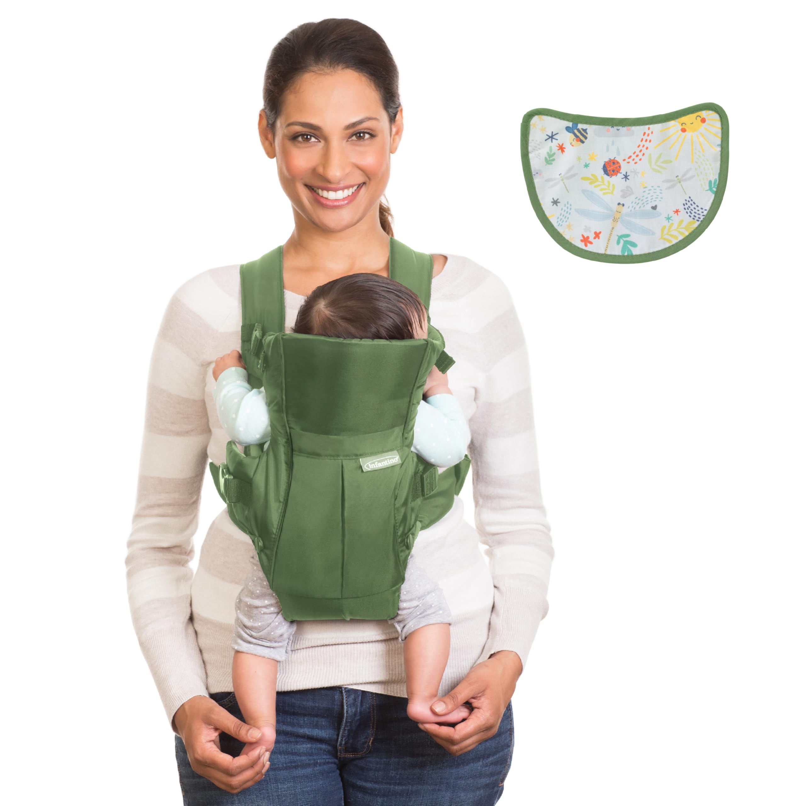 Baby Carrier - Swift Classic - With Pocket And Bib - Green Infantino