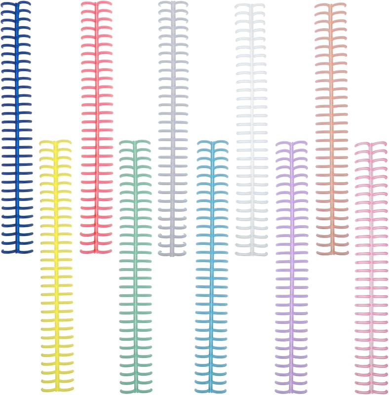 Binding Spines, 10Pcs Plastic Binding Combs Binding Machine 30 Hole Click Binding Ring Spiral Book Binder Coils for Student Teacher Business Document File Making Office and School Use | Click Binding Ring, Spiral Book Binder Coils, for Student Teacher Business, Document File Making, Office and School Use