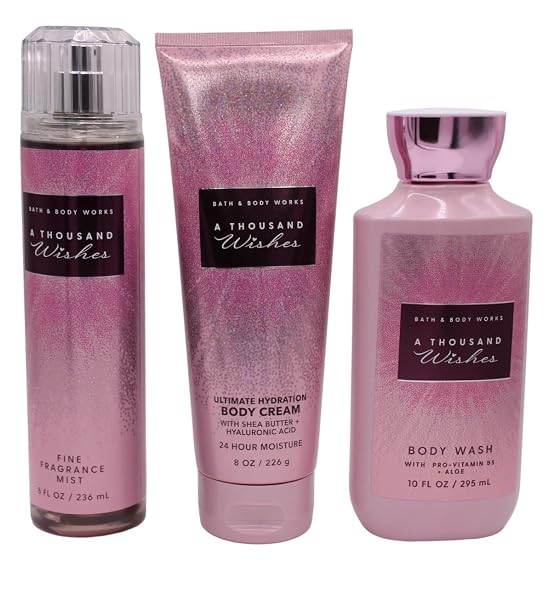 Bath & Body Works A Thousand Wishes Care Set. Shower Gel 10 Fl Oz, Fine Fragrance Mist 8 Oz And Cream