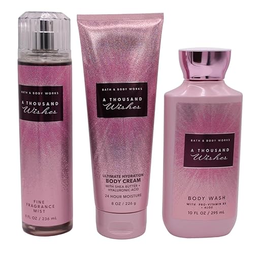A Thousand Wishes Body Care Set. Shower Gel 10 Fl Oz, Fine Fragrance Mist 8 Fl Oz and Body Cream 8 Fl Oz