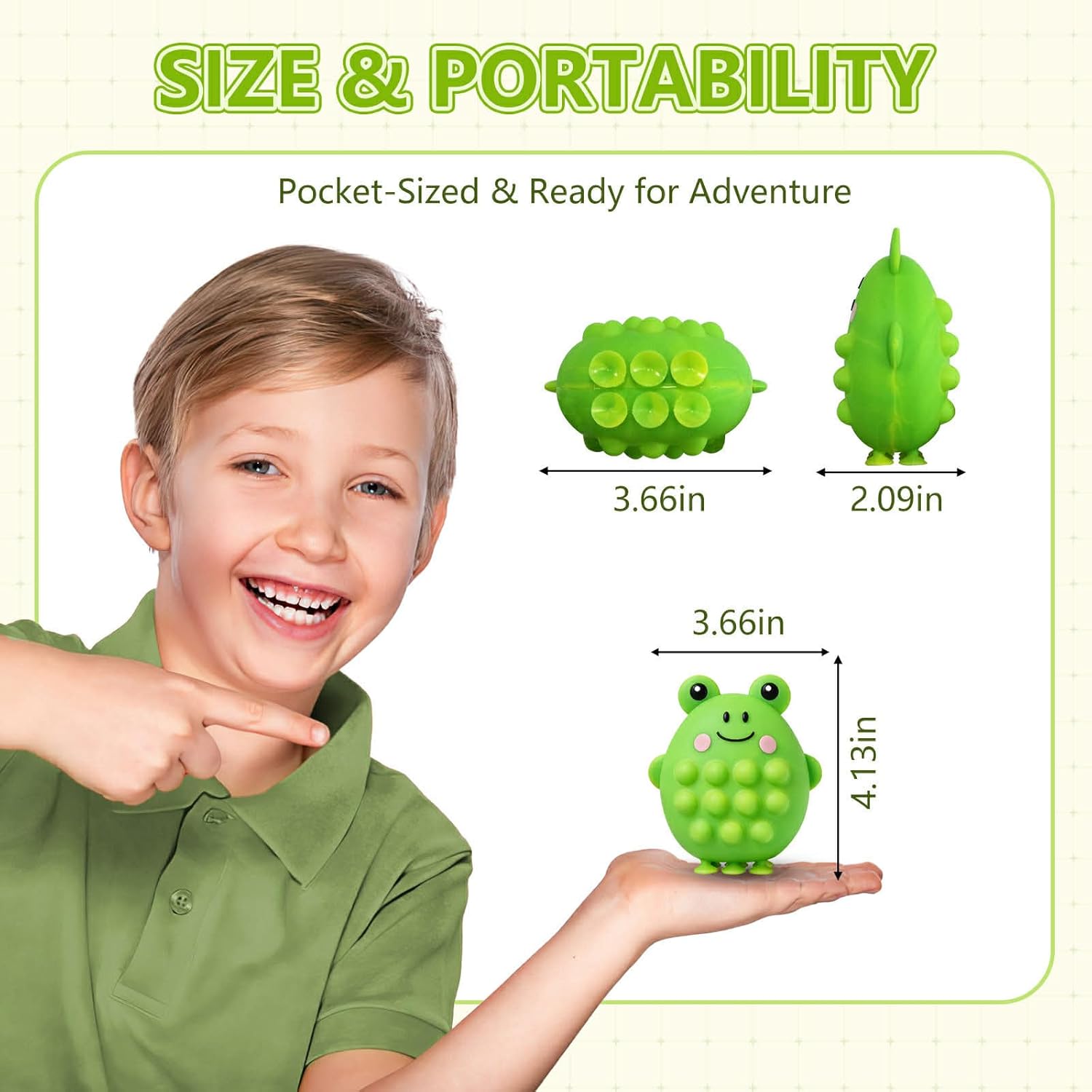Green Frog Squishy Fidget Toy, Pop Squeeze Sticky Sensory Toy, Ages 3+
