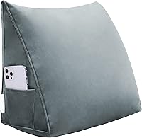 Vista 23 de Johnear Almohada triangular para cabecero, almohada de cuña de algodón y lino, almohada grande para respaldo de lectura para sofá y cama, soporte