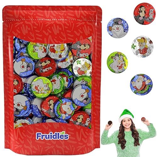 Miniatura 8 de Fruidles Discos temáticos de muñeco de nieve de chocolate con leche navideña, papas fritas dobles, rellenos de bolsas de fiesta, láminas envueltas