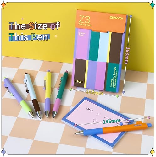 Miniatura 5 de Paquete de 5 bolígrafos de gel, bolígrafos retráctiles de tinta negra de punta fina de 0.020 in con barril de diamante, bolígrafos de escritura