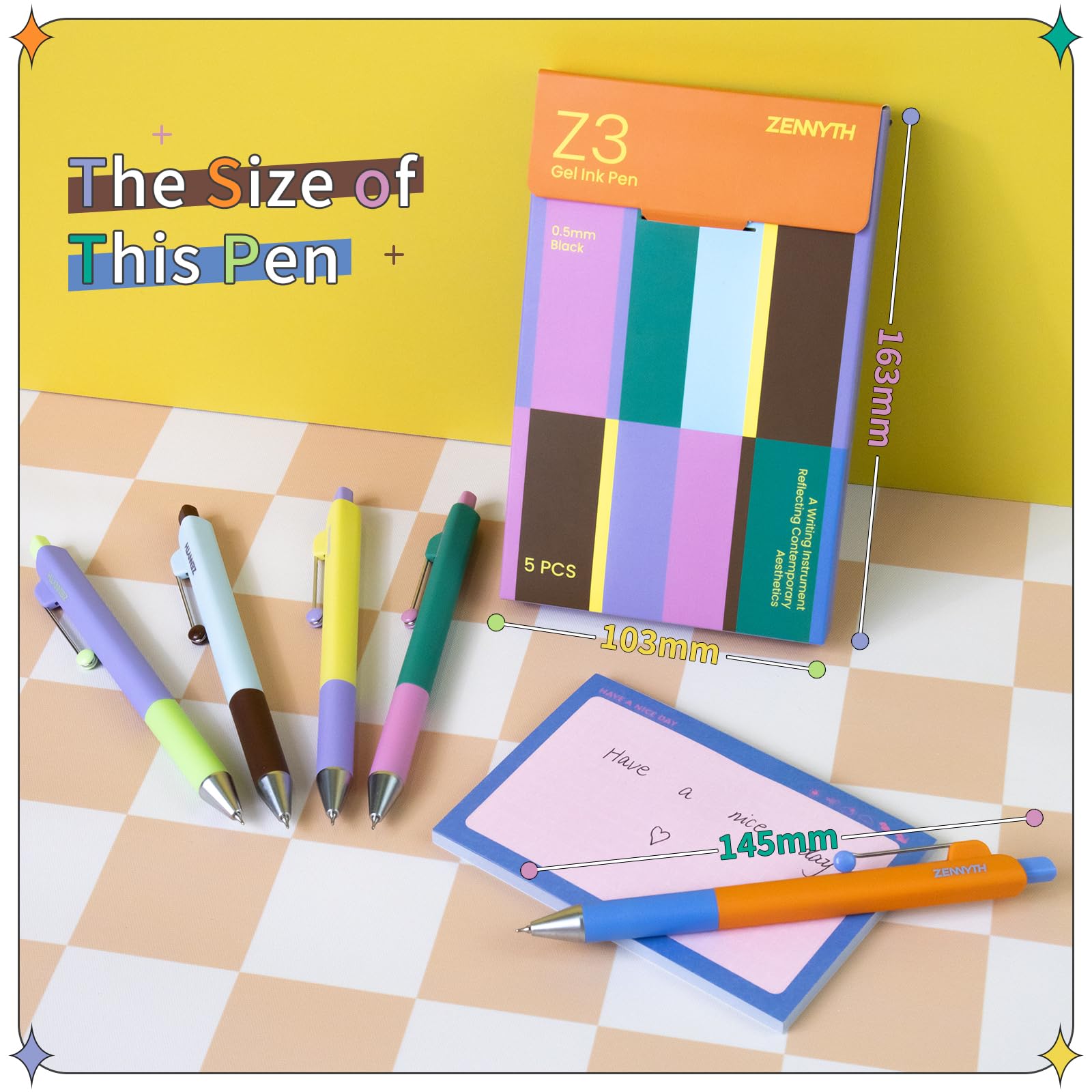 5-Pack Gel Pens 0 5mm Fine Point Black Ink Retractable Pens with Diamond Barrel Smooth Quick-Dry Writing Pens — view 5