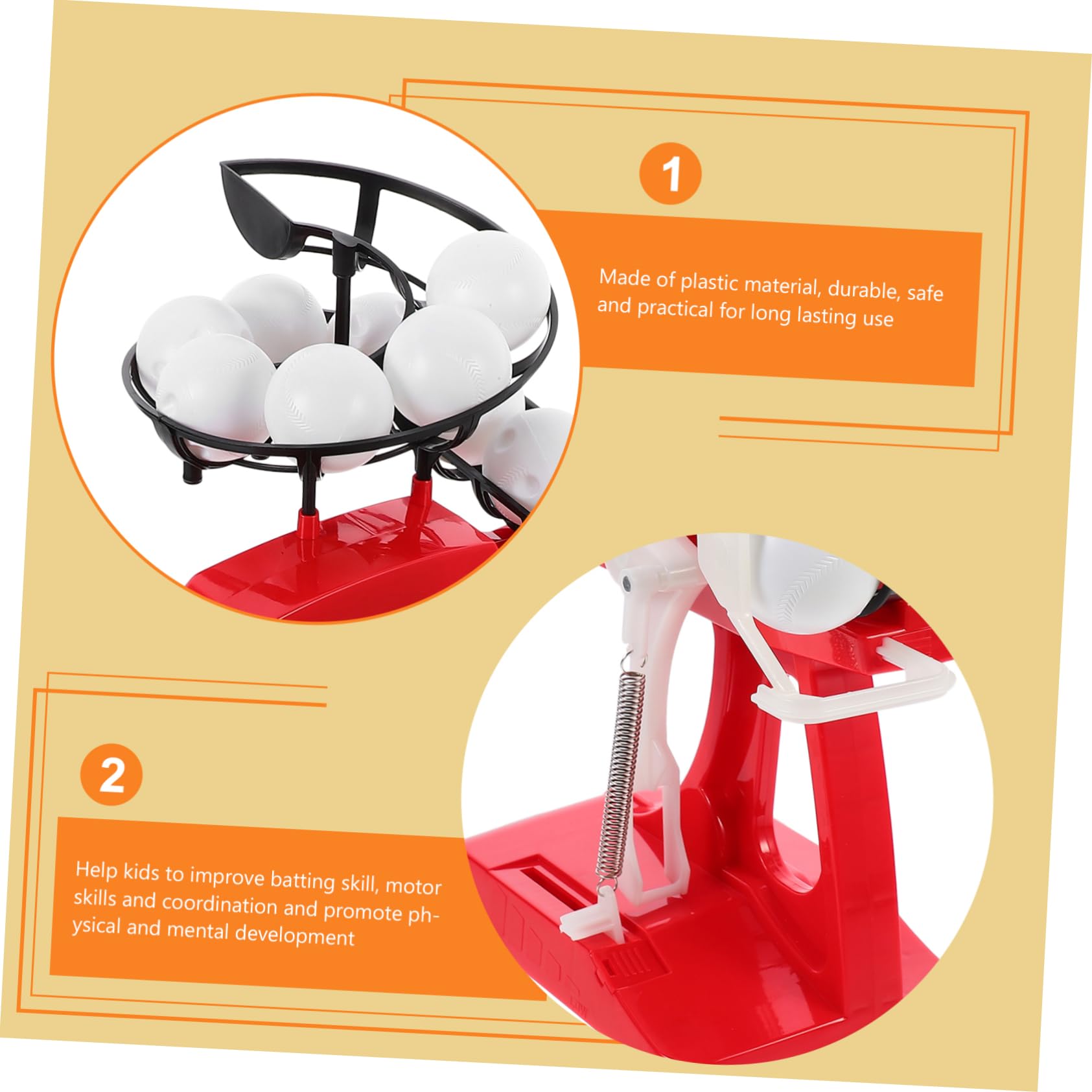 Hemobllo Machine à Balles de Baseball Automatique Lanceur de Balles Favorisant Le Développement en Plastique Rouge Couleur Aléatoire pour Garçon et Filles pour Entraînement en Extérieur