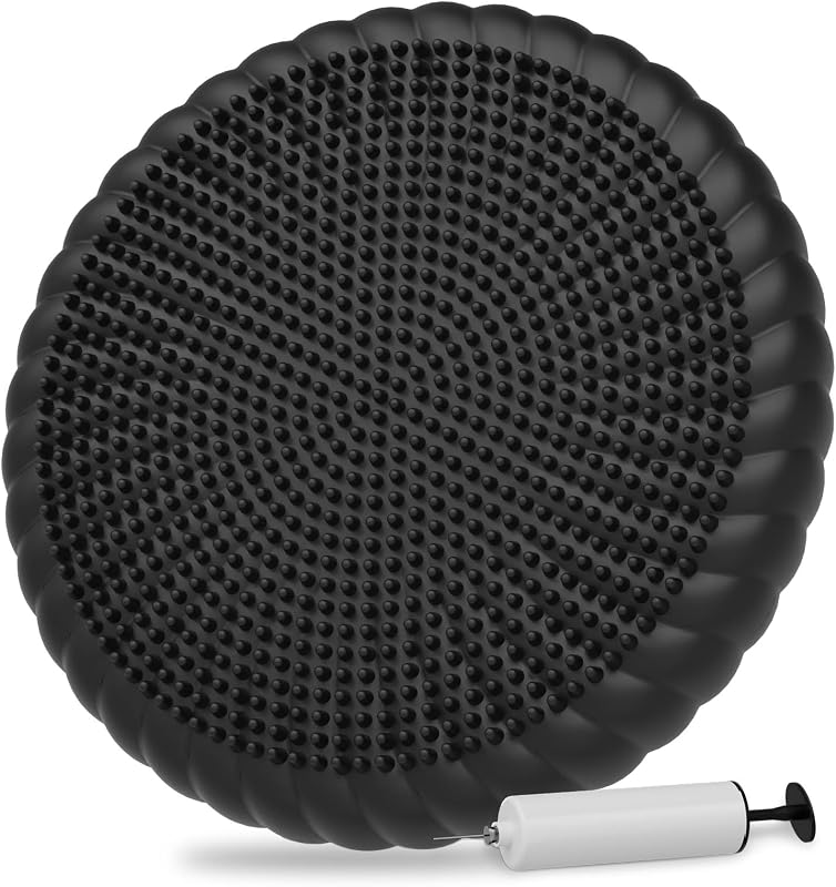 Cojín oscilante con bomba de inflado - Wiggle Seat Balance Disc | Antideslizante extragrueso, mejora la concentración y la postura sentada, entrenador de fuerza central, entrenamiento de estabilidad, para niños sensoriales