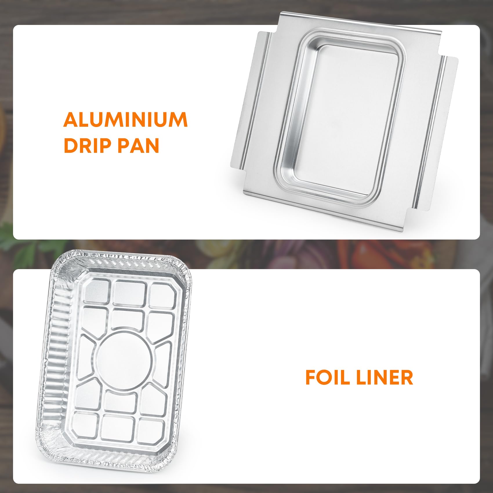 onlyfire Alu Grillschalen, Tropfschale mit 15 Stück Einweg Aluschalen, 27 × 30 × 3,2 cm, Aluminium Schalen für Weber Q200 Q300 Q220 Q240 Q2000 Q3000 Q320 Q3200 Serien Gasgrills