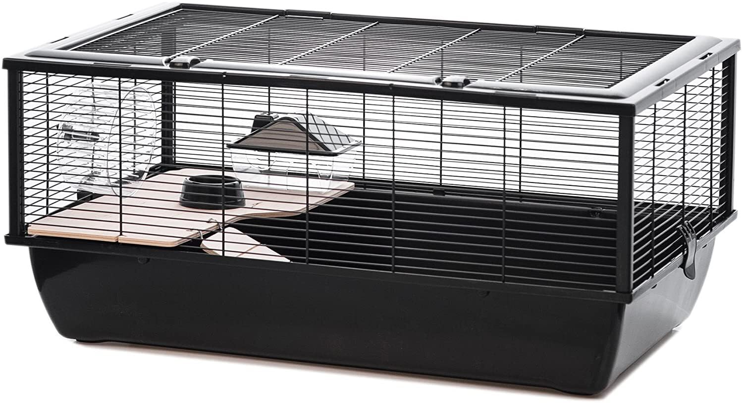 Großer Hamsterkäfig für Nagetiere + Holzhaus ca. 80 cm Hochwertig mit Holz Zubehör Nagerkäfig Haustier Kleintiere