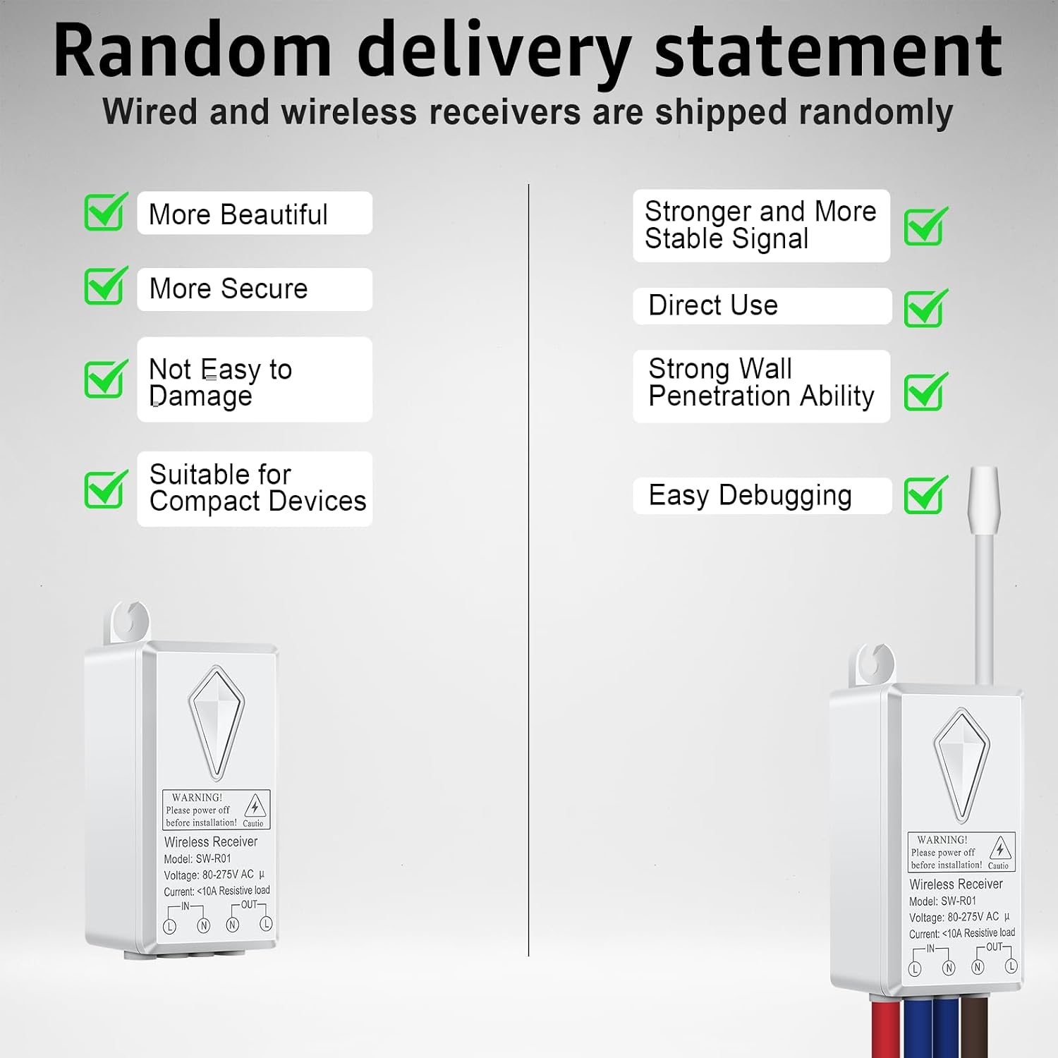 GREENCYCLE Wireless Remote Light Switch and Receiver Kit–IP66 Waterproof, No Wi-Fi, Outdoor 1900FT Indoor 229FT, Low Pressing Sound,Fast Pairing, LED Indicator, 3-Way Multi-Control for Home, Garage