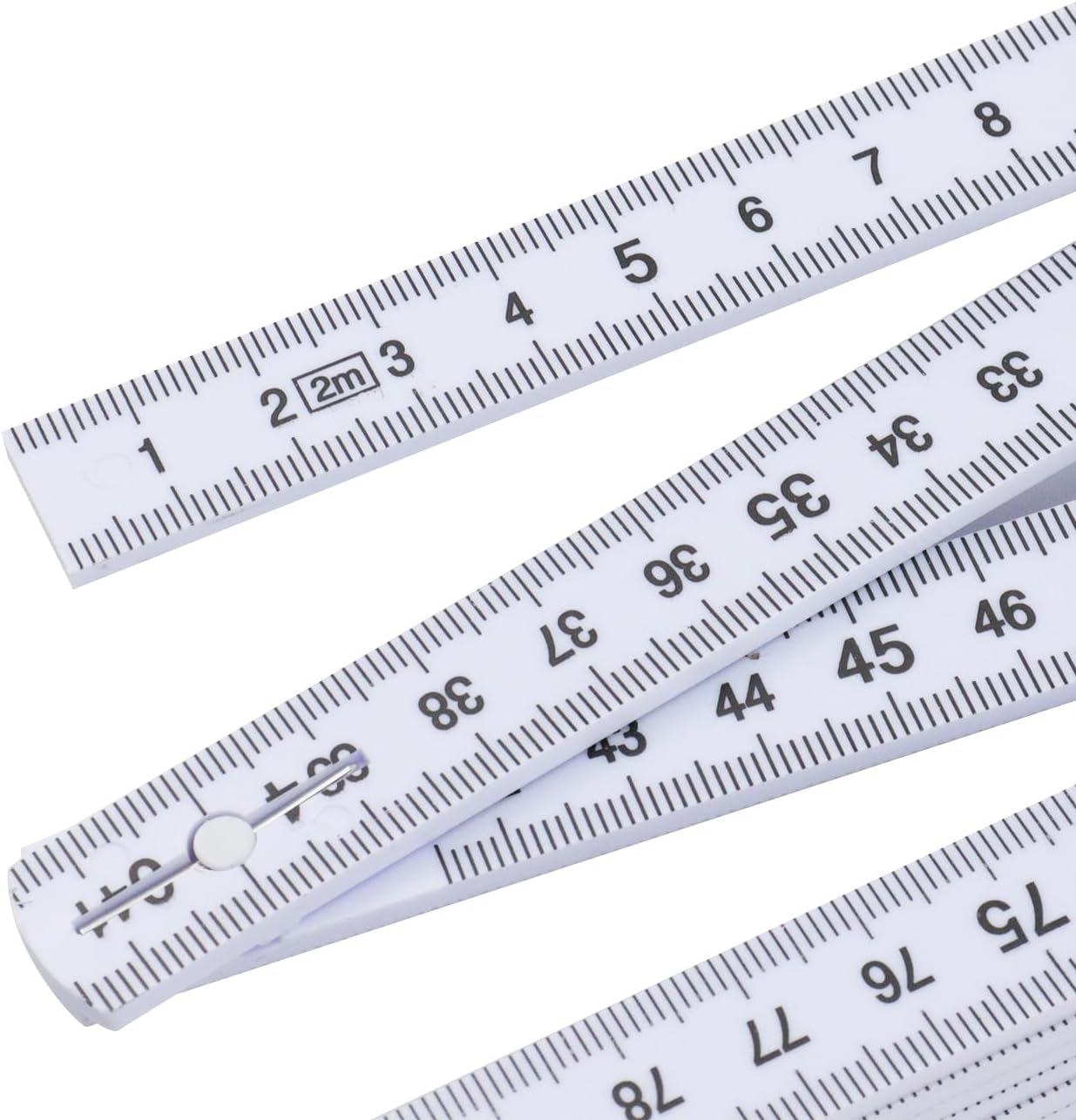Measuring Tape 2M Meter Stick Plastic Foldable Ruler Lightweight Measuring Stick, White
