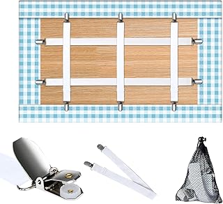 Table Cloth Holder Clips Hidden Straps 5 Pack,Adjustable Elasticity Picnic Tablecloth Clips,Large Clamps for Thick Tables Bench Cover Indoor Outdoor Party Restaurant Camping RV Essential (white)