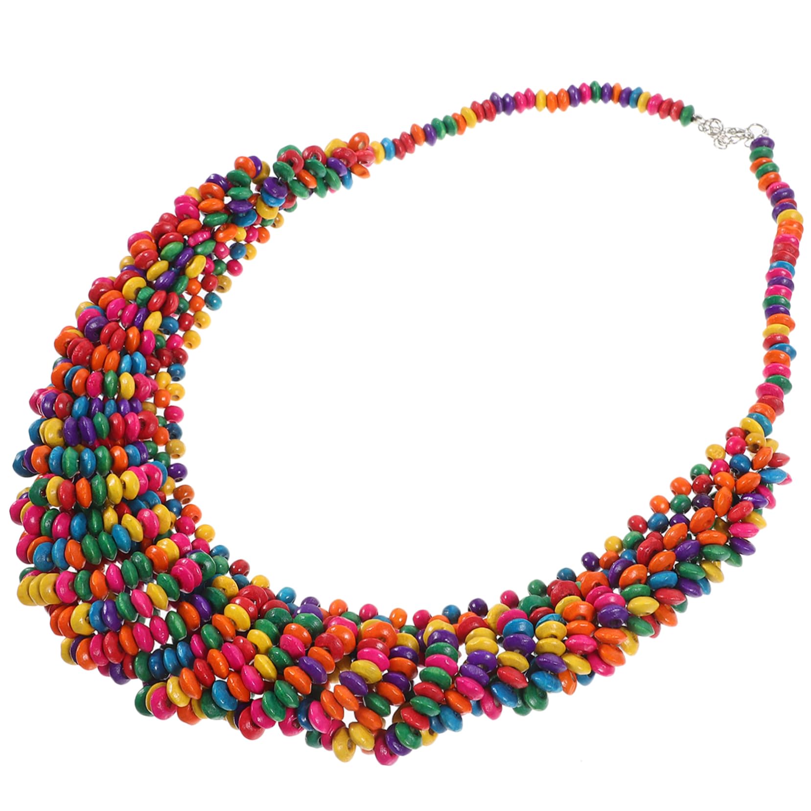 WRITWAA Cuentas De Madera Collar De Borlas Collar De Cuentas Para Las Mujeres Collar Colorido Collares Para Niñas Collar Étnico Collar De Niñas Collares De Cuentas Collar De Cuentas De