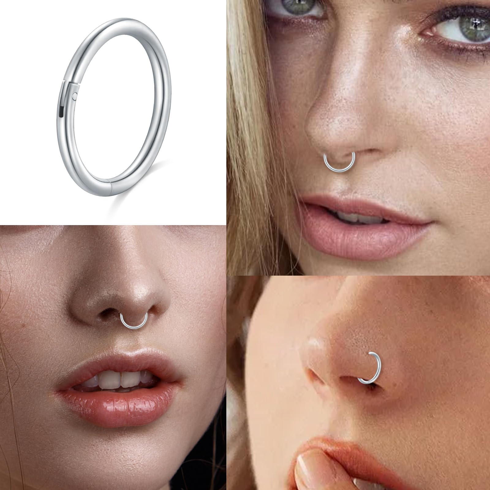 AceFun 2 sztuki kolczyków do nosa 20 g, 7 mm, stal nierdzewna, septum, biżuteria do przegrody nosowej, kolczyk segmentowy, kolczyk do ciała, kolczyk do nosa, obręcz do ust, kolczyk typu helix,