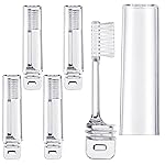 Patelai 4 Pieces Travel Toothbrush Set, Soft Bristle Mini Foldable Tooth Brush with Case, Individually Wrapped Small Portable Travel Size Toiletries Stuff for Camping (Clear)