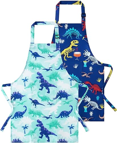 WERNNSAI Paquete de 2 delantales para niños pequeños, delantales artísticos para niños pequeños