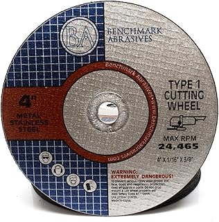 Benchmark Abrasives 4" Premium Aluminum Oxide Thin Metal Cutting Wheel 1/16" Thick 3/8" Arbor, Metal Cutting Grinding Wheel, Angle Grinding Cutting Wheel - 25 Pack