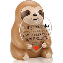 CINRLLA Sloth Daughter Encouragement Gift from Mom Dad, Youre Freaking Awesome Funny Positive Reminder Figurine for Teen Girl, Cute Desk Decor for Birthday Graduation Christmas Appreciation, CRA801
