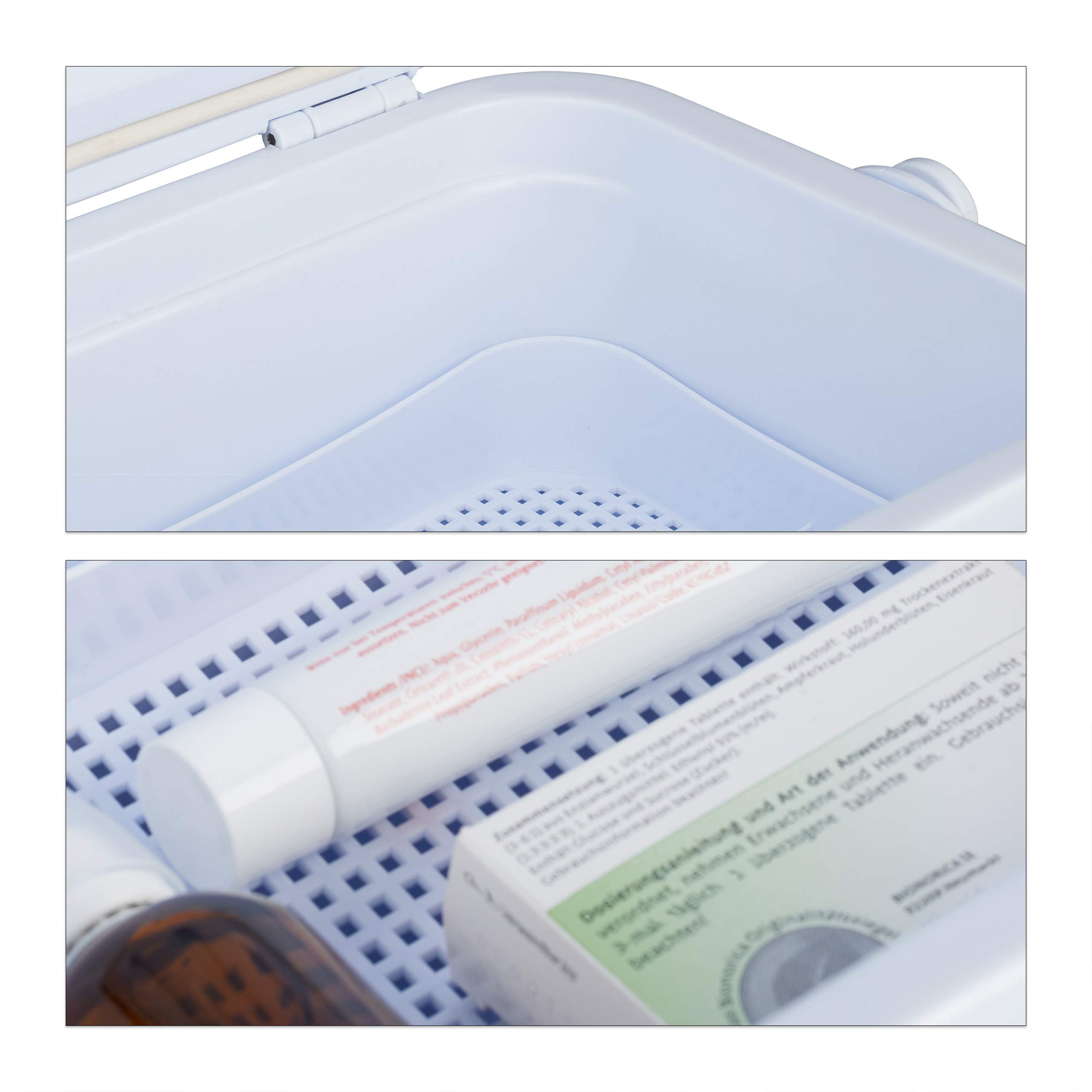 Relaxdays petite glacière portable, avec poignée, mini glacière, sans électricité, 8L, HBT 23,5 x 31 x 21 cm, blanc-bleu