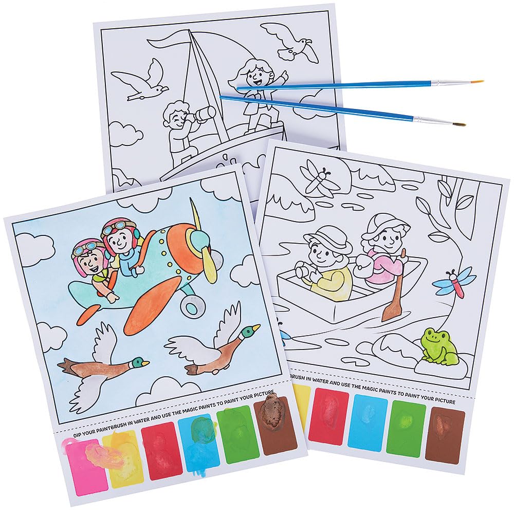 Baker Ross VC156 World Explorer Magic Painting Scenes - Pack of 10, Travel Magic Paint Picture Cards
