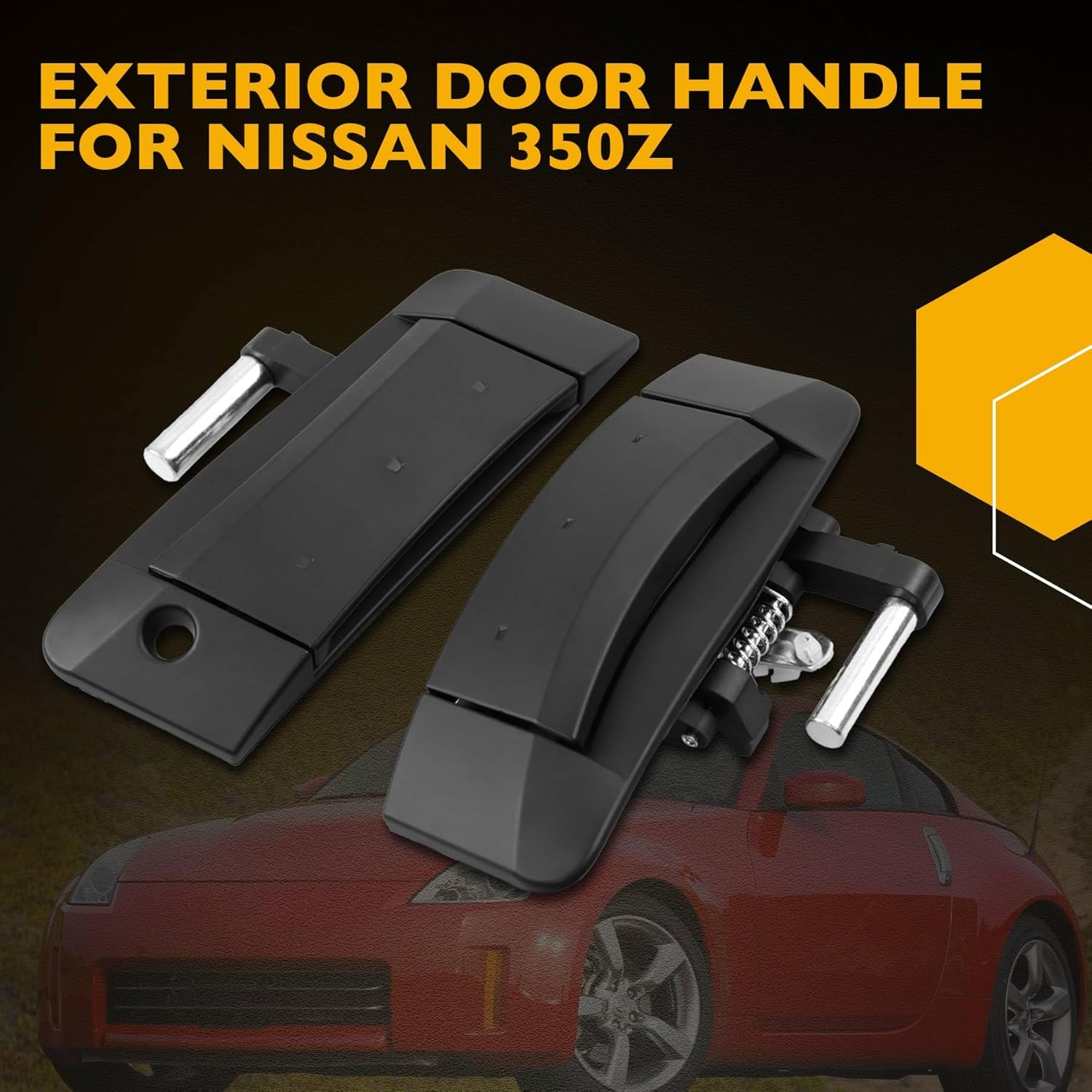 Gledewen Exterior Door Handle Driver & Passenger Side Matte Black | Replacement for 2003-2009 Nissan 350Z | Replaces# 80607-CD41E, 80607-CD40B, 80606-CD01E