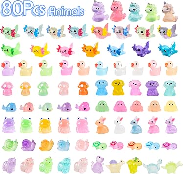 80 Pcs Mini Resin Animals, 14 Styles Tiny small Plastic animal Figures