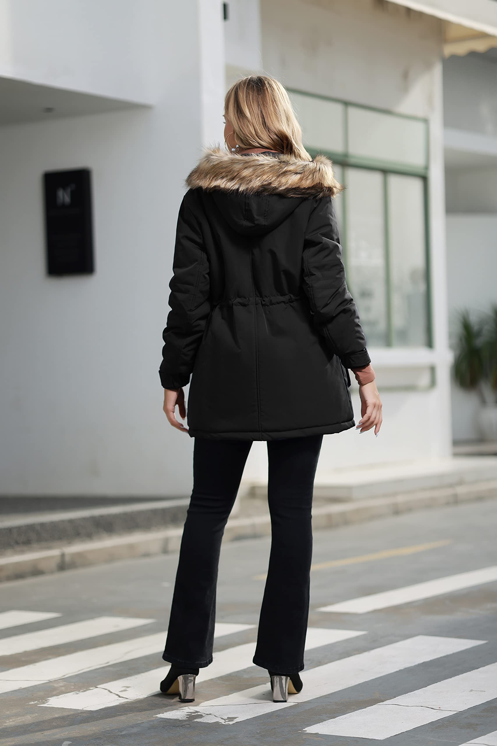 Maacie Cappotto premaman da donna 3 in 1 ispessito Outwear foderato in pile cappotto invernale caldo con cappuccio