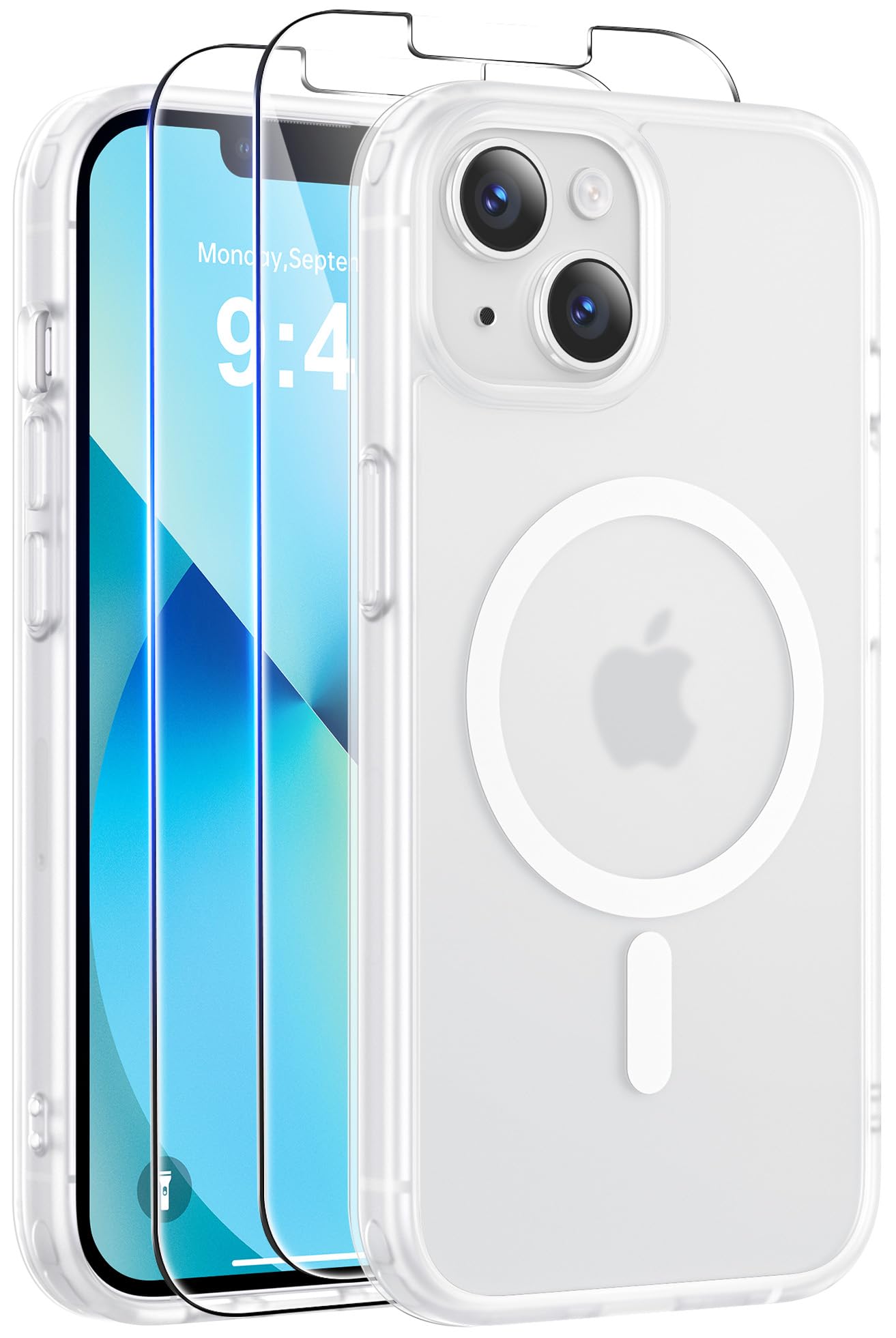 Qasyfanc Magnetic for iPhone 15 Case with 2 Tempered Glass Screen Protector, Compatible with MagSafe, Full Camera Protection, [Anti-Yellowing] Shockproof Protection Phone Case, Clear — view 41