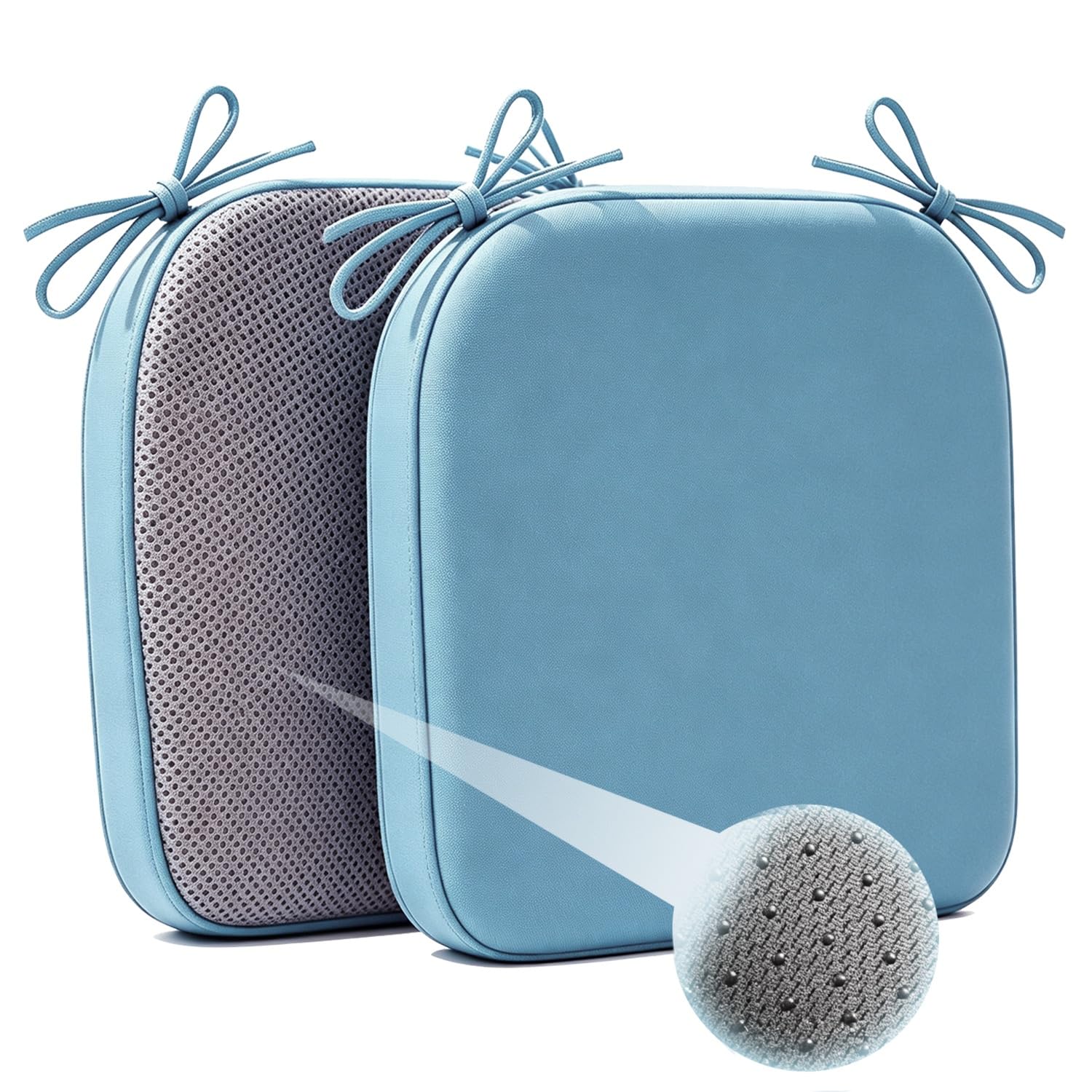 Cafusesdd Cafusedd 2-Psc Seat Cushion with Ties and Skid Rubber Back, Splash-Proof Chair Cushions, Outdoor Chair Cushions for Patio Furniture Cushions(LightBlue,20''*18'')