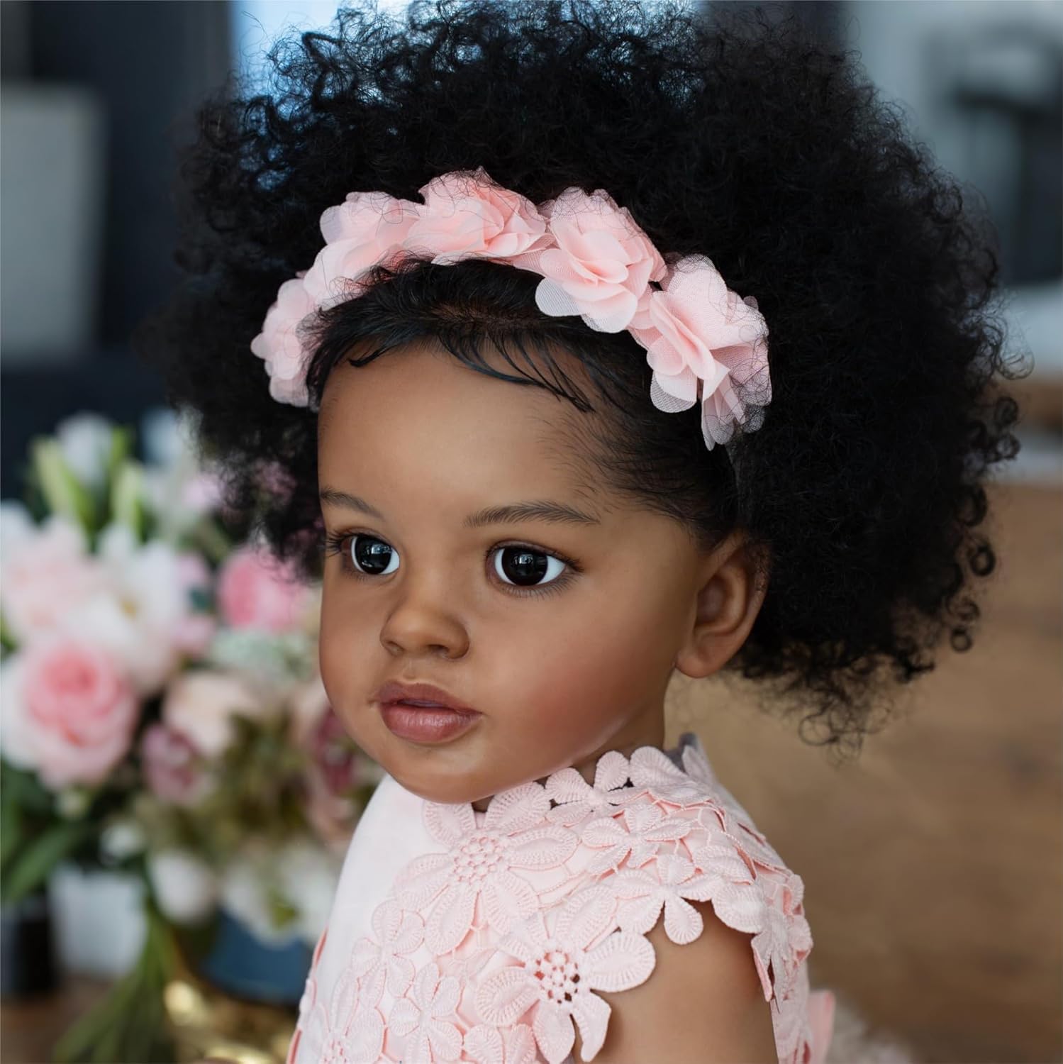iCradle Reborn Toddler Dolls 26 inch 68 cm Black Biracial Reborn Baby Doll - African American & Biracial Mixed-Race Skin, Curly Rooted Hair & Standing Pose Feeding Kit & Gift for Kids