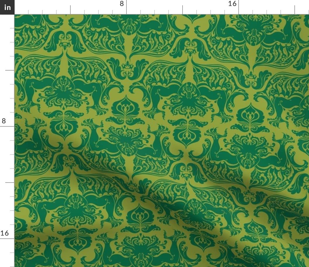 Spoonflower Fabric - Love Cthulhu Damask Monster Horror Lovecraft Printed on Petal Signature Cotton Fabric by The Yard - Sewing Quilting Apparel Crafts Decor