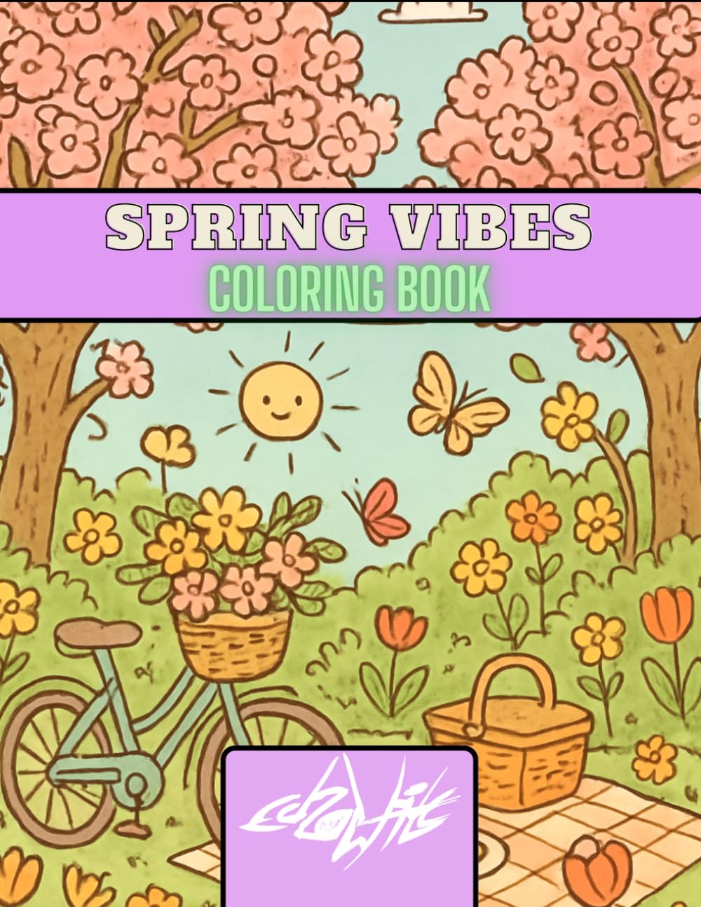 Spring vibes coloring book: Cute and Cozy Spring Scenes for Relaxation and Stress Relief