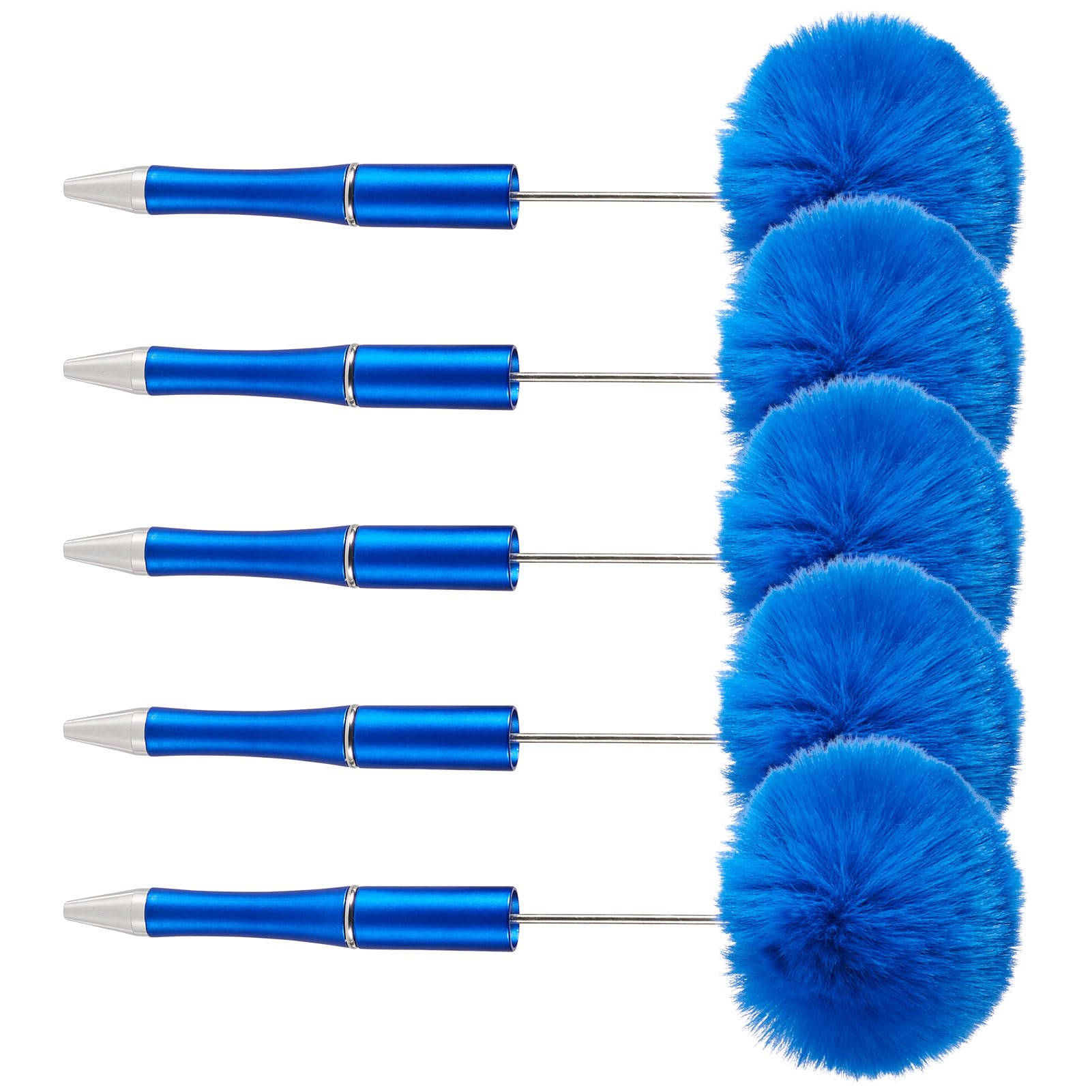 10 penne a sfera soffici con pompon sfocati, in plastica, per scuola, ufficio, fai da te, penne personalizzate per studenti, bomboniere, blu
