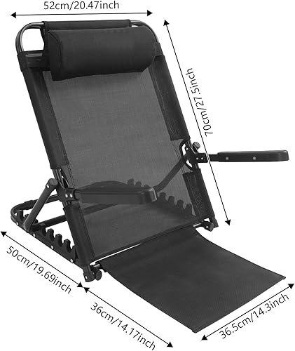 Miniatura 6 de Respaldo de cama de elevación ajustable con reposabrazos, gran cama plegable para sentarse, soporte de respaldo portátil multifunción con almohada