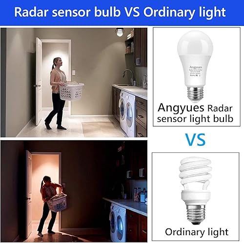 Miniatura 5 de Bombilla con sensor de movimiento radar, rango de detección ajustable de 12 W (equivalente a 100 W) A19 con detección de movimiento para exteriores,