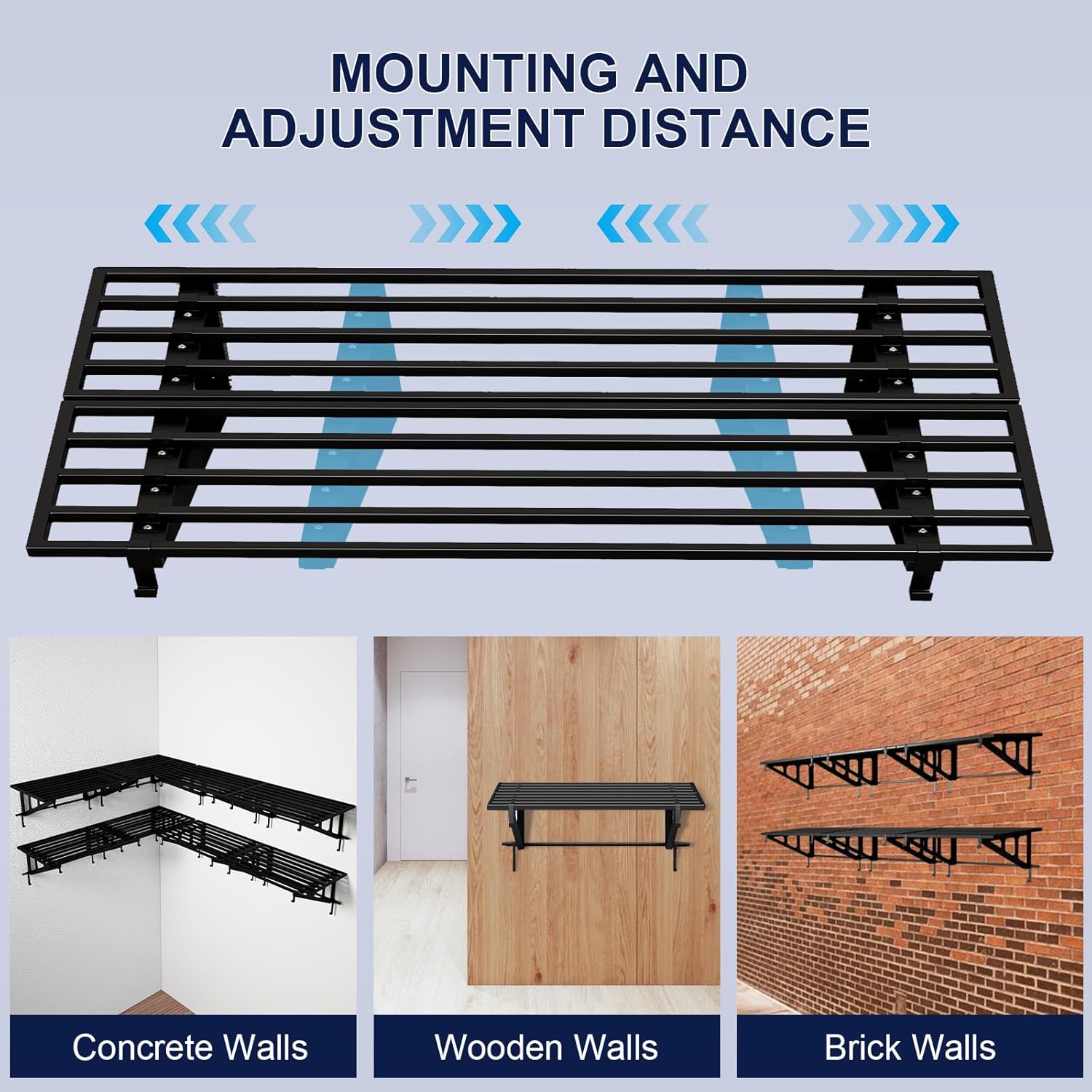 2-Pack 2x3ft Heavy Duty Garage Wall Shelves, 660 lbs Capacity Steel Wall Mounted Shelving with Hooks, Garage Storage Rack for Tools & Organization