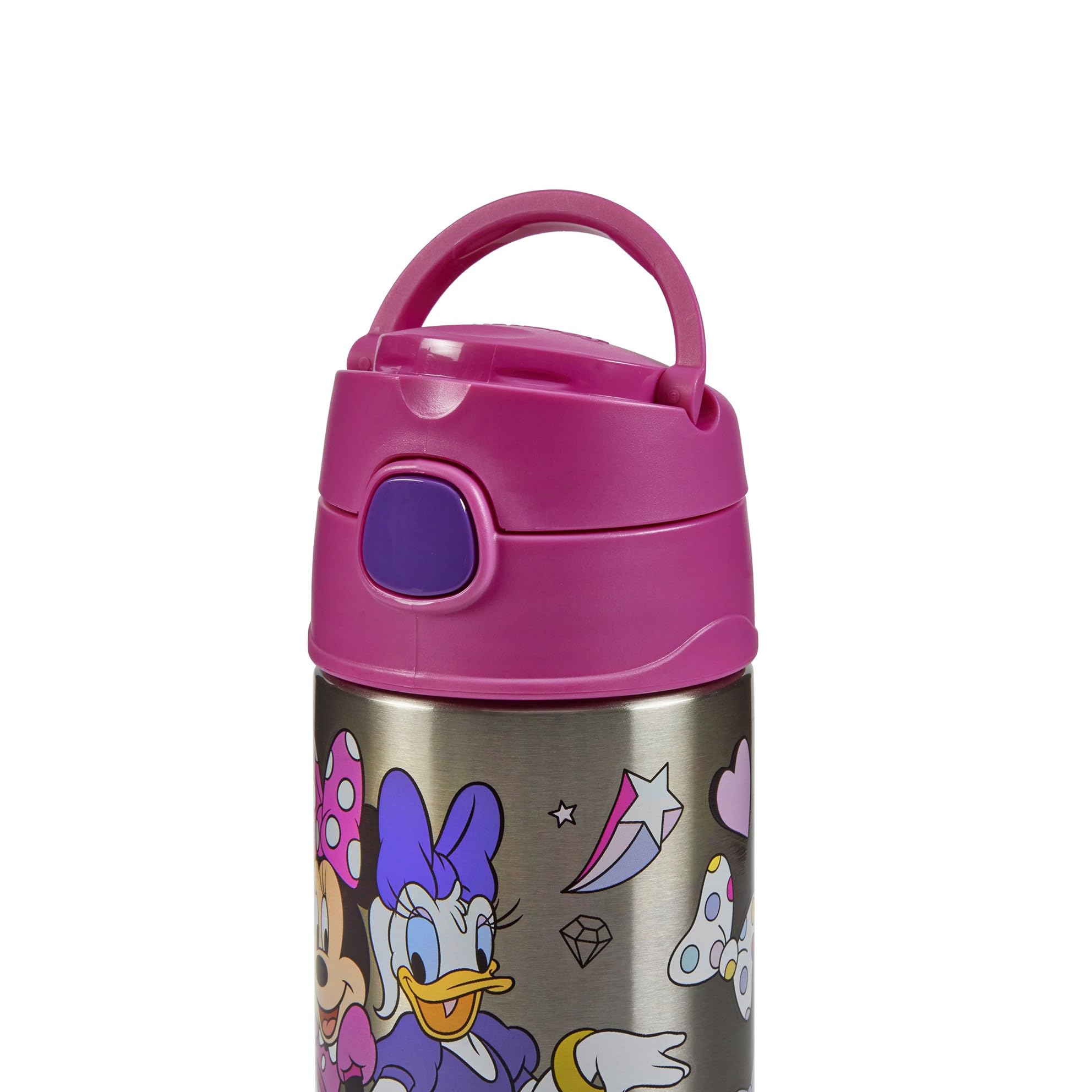 Thermos Kids FUNTAINER STRAW BOTTLE DISNEY 0,35 l, bottiglia termica per bambini in acciaio inox con cannuccia, 12 h freddo, lavabile in lavastoviglie, ermetica senza anidride carbonica, bottiglia