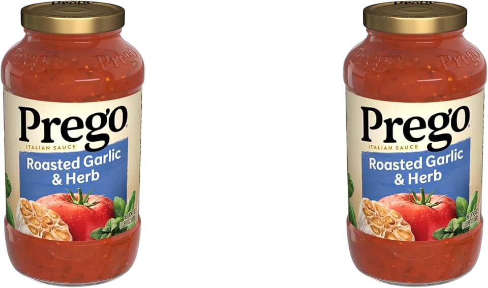 Prego Pasta Sauce, Italian Tomato Sauce with Roasted Garlic & Herbs, 24 oz Jar (Pack of 2)