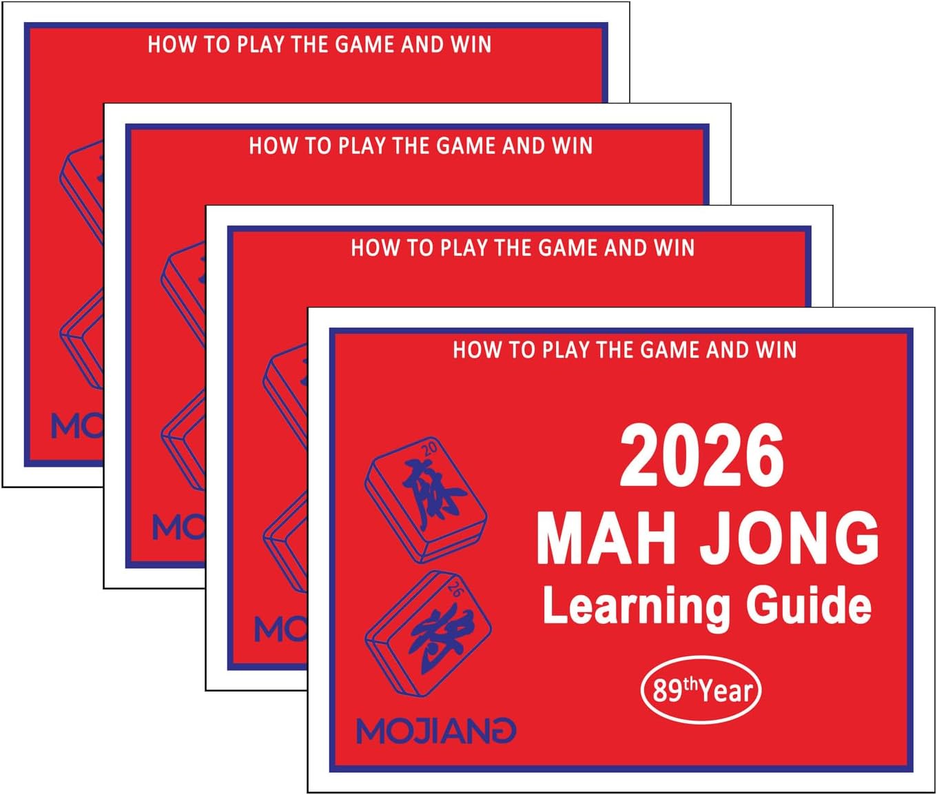 American Mahjong Learning Guide, 2026 Quick Reference Strategy Cards for Beginners, Large Print Easy to Read Western Mahjong Gameplay Tutorial, 4-Pack