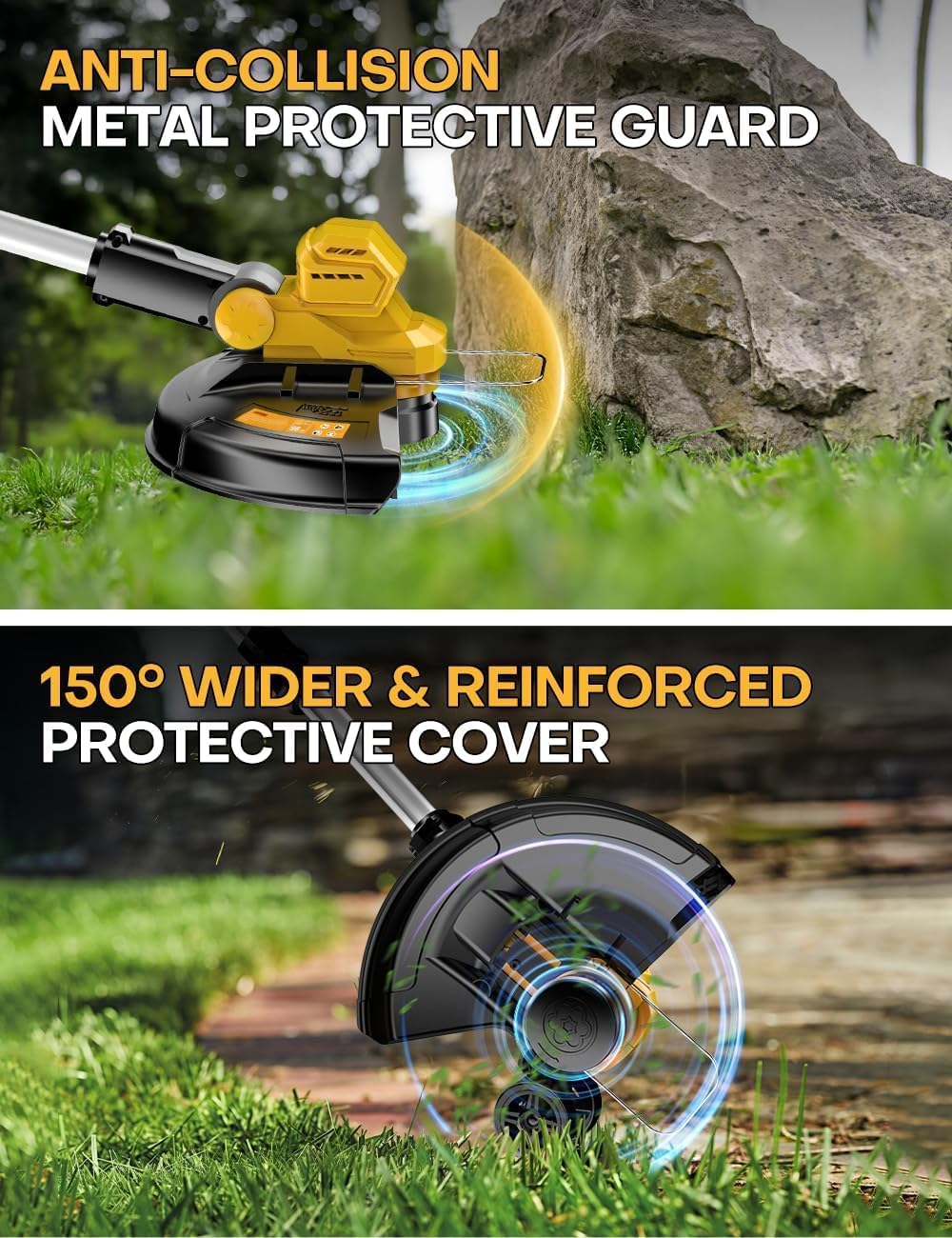 Cordless Weed Wacker, for Dewalt 20V Battery, 3 in 1 Battery Powered Weed Eater & Edger & Mower w/Auto Line Feed, 20000 RPM 12 Inch Electric Grass Trimmer, 6 Blades & 4 Spools String Trimmer for Lawn