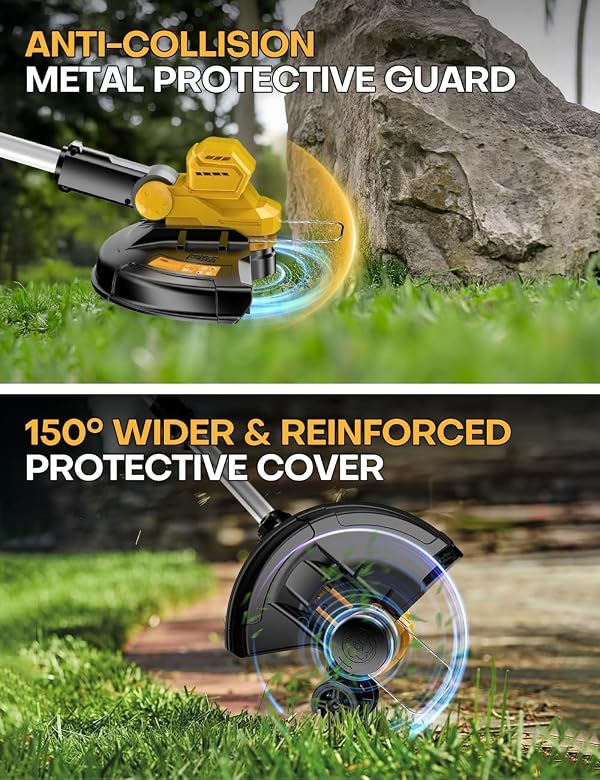 Cordless Weed Wacker, for Dewalt 20V Battery, 3 in 1 Battery Powered Weed Eater & Edger & Mower w/Auto Line Feed, 20000 RPM 12 Inch Electric Grass Trimmer, 6 Blades & 4 Spools String Trimmer for Lawn by APEXPOWER - Used condition - Image 14