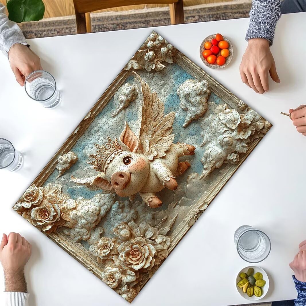 Puzzle 5000 Piezas, Puzzle Cerdo de Madera para Adultos, Regalos -2522