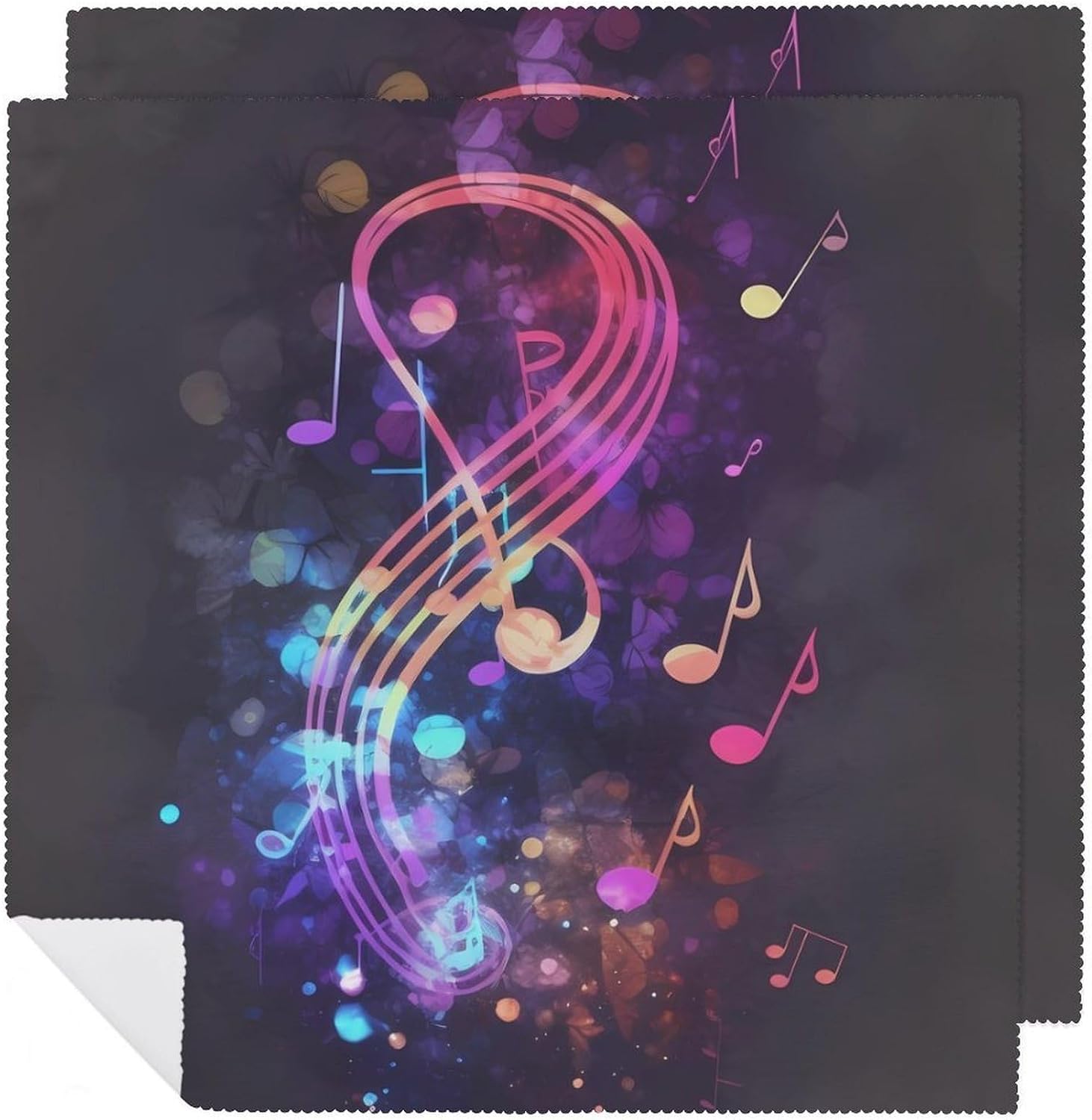 Colorful Galaxy Music Note Cloth Napkin 18"X 18" Set of 2 Washable Reusable Polyester Napkin Kitchen Print Dinner Napkins Rustic for Everyday Party Wedding Table Home Holiday Decor