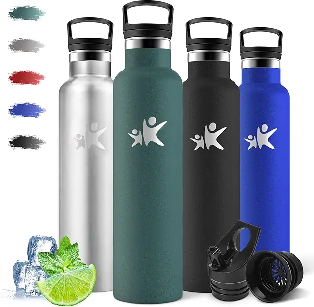 Gourde Isotherme 1L Motswedi - Acier Inoxydable, Sans BPA, Froid & Chaud, Vert Militaire