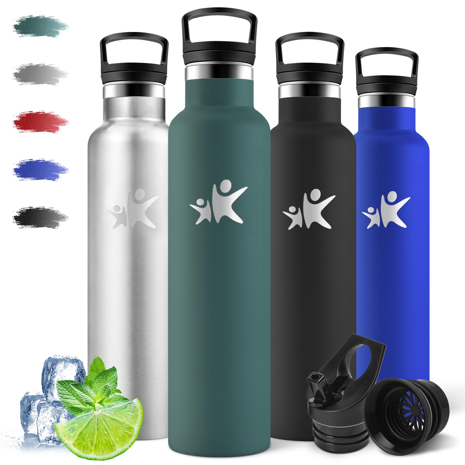 Motswedi Borraccia Termica 1 litro, Acciaio Inox, Borraccia con Cannuccia, a prova di perdite, Bottiglia Termica, Doppia Parete, Borracce Termiche, Borracce per Palestra, Outdoor, Verde militare