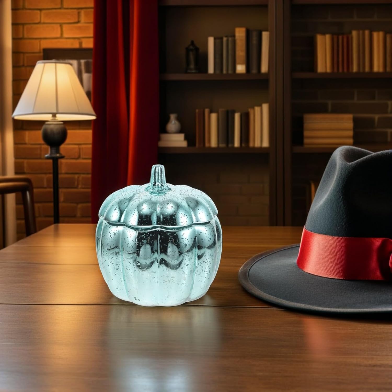 ABOOFAN Glass Pumpkin Canister with Lid, Halloween Candy Storage Jar, Decorative Glass Kitchen Storage Container for Fall Snack and Spice Organization