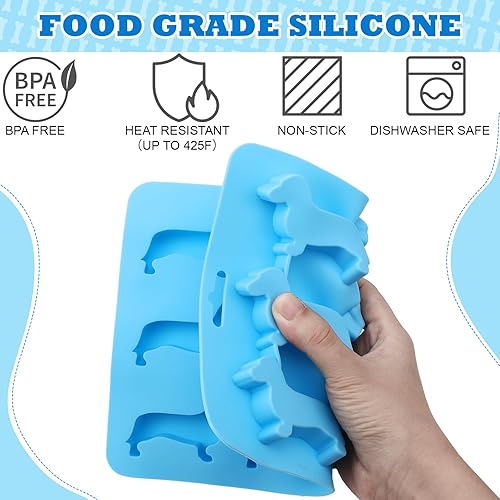 Miniatura 4 de Roshtia Juego de 6 piezas de regalos de Navidad de perro salchicha, 2 bandejas de cubitos de hielo de silicona con forma de perro salchicha y 4