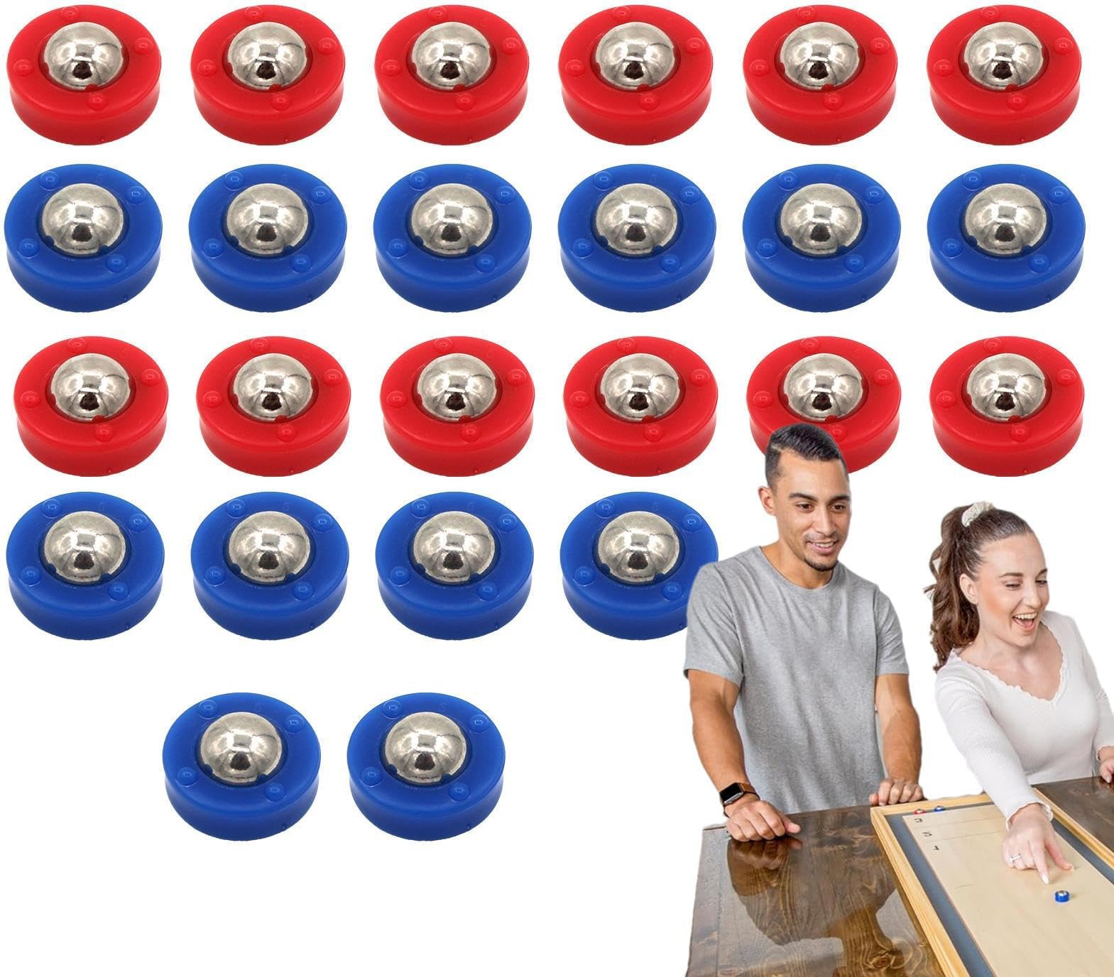 Shuffleboard Pucks - 24 Pieces Mini Replacement Balls Rollers Set | Tabletop Accessories Equipment | Desktop Sliding Beads for Indoor Games, Home Recreation, Curling Play